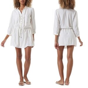 MELISSA ODABASH Scarlett Cream Swim Coverup Short Shirt Dress M.